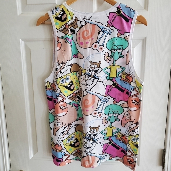 Spongebob Squarepants & friends sleeveless tank top t-shirt Junior women's 15/17 - Picture 3 of 5